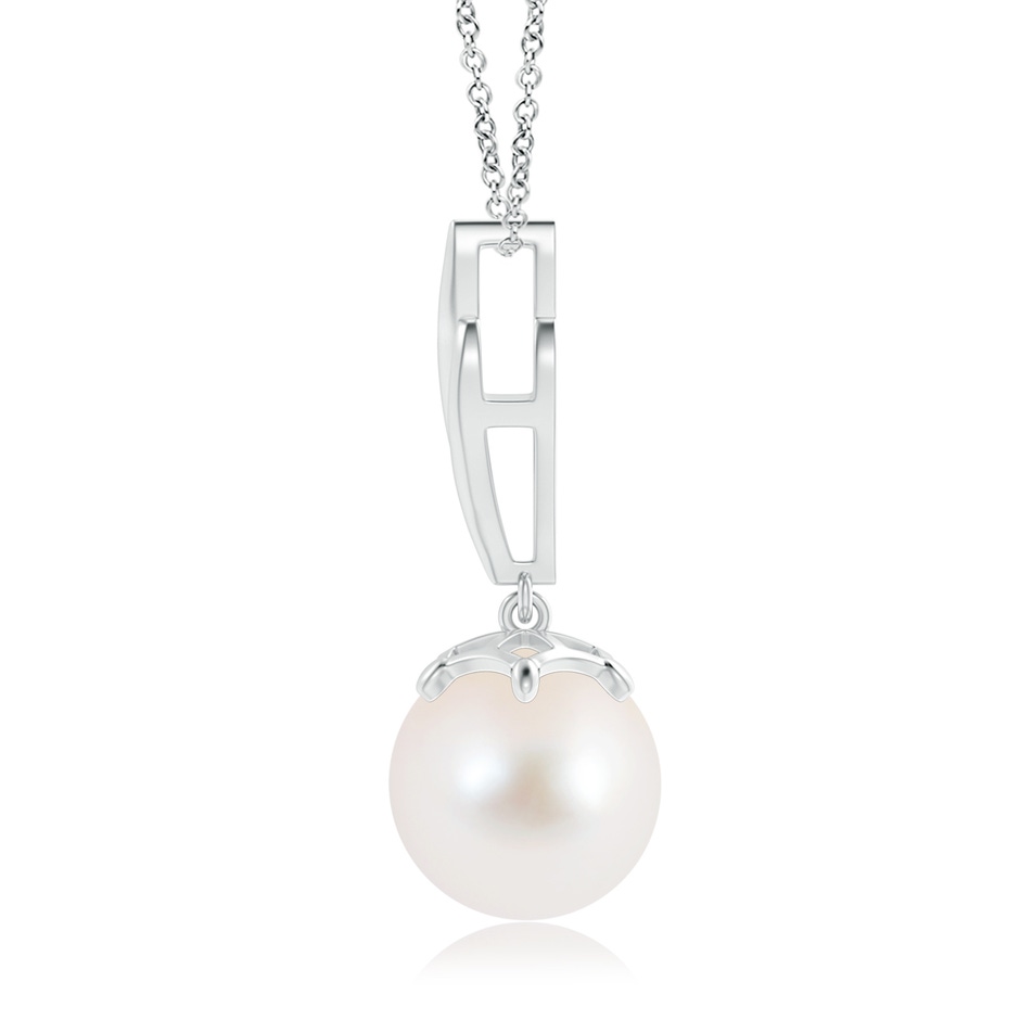 10mm AAA Solitaire Freshwater Cultured Pearl Flame Drop Pendant in White Gold product image