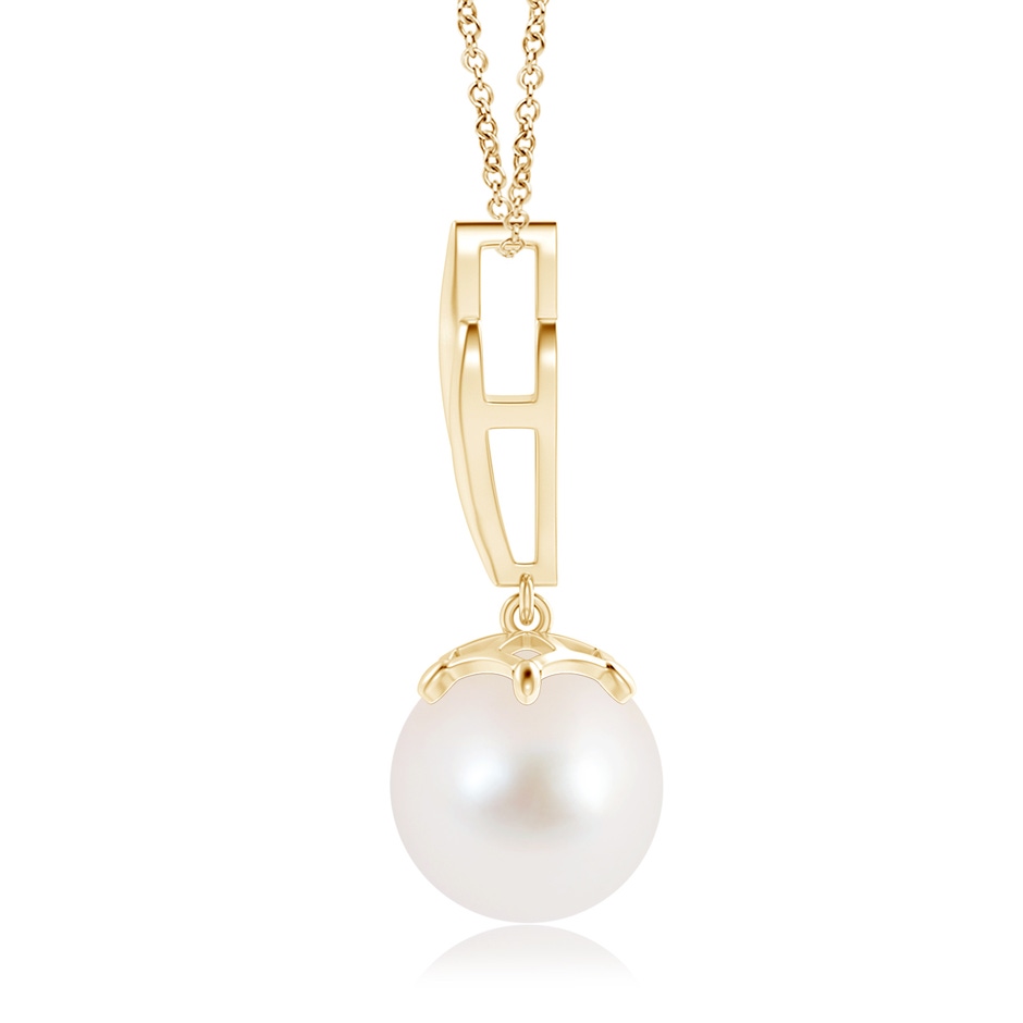 10mm AAA Solitaire Freshwater Cultured Pearl Flame Drop Pendant in Yellow Gold product image