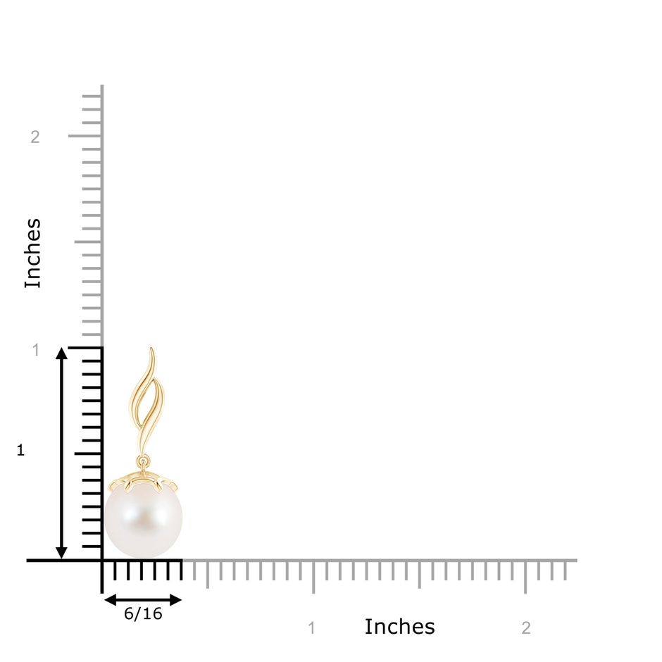 10mm AAA Solitaire Freshwater Cultured Pearl Flame Drop Pendant in Yellow Gold product image