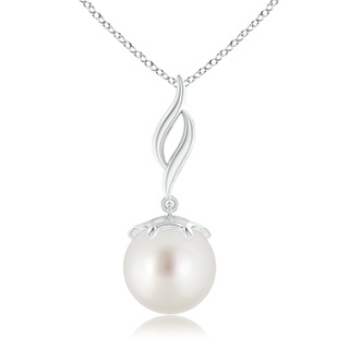 10mm AAA Solitaire South Sea Pearl Flame Drop Pendant in White Gold