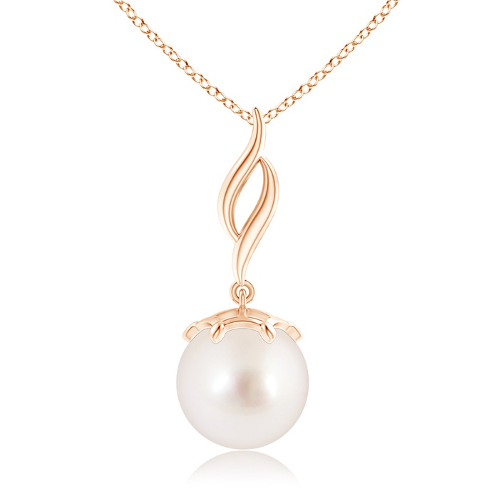 10mm AAAA Solitaire South Sea Pearl Flame Drop Pendant in Rose Gold