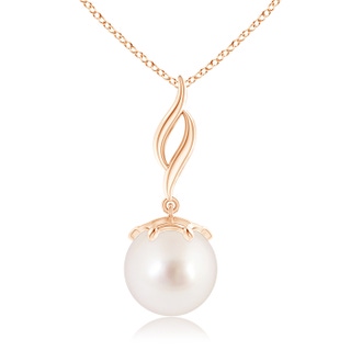 10mm AAAA Solitaire South Sea Pearl Flame Drop Pendant in Rose Gold