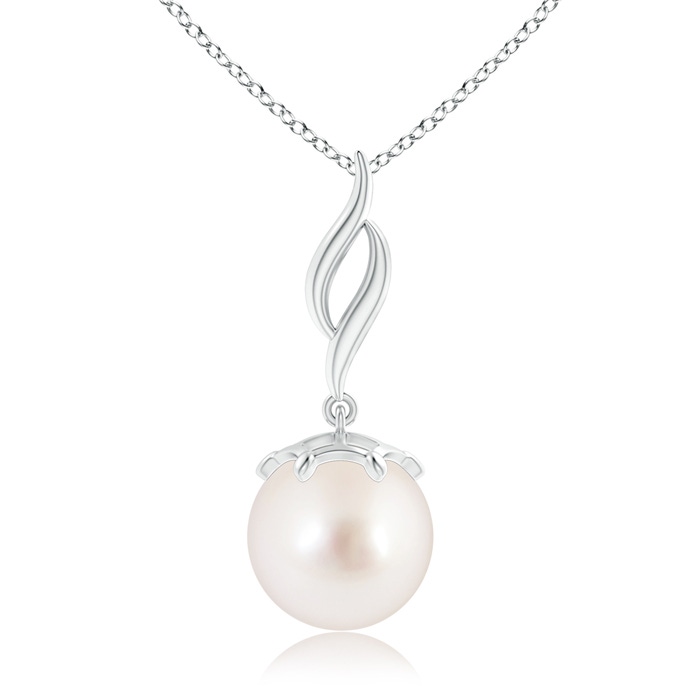 10mm AAAA Solitaire South Sea Pearl Flame Drop Pendant in S999 Silver