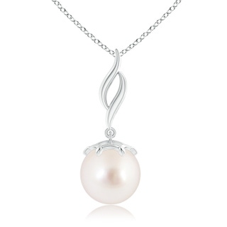 10mm AAAA Solitaire South Sea Pearl Flame Drop Pendant in White Gold