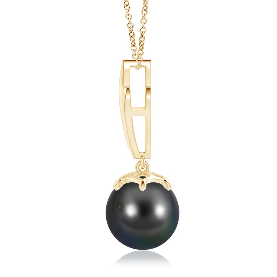 10mm AA Solitaire Tahitian Pearl Flame Drop Pendant in Yellow Gold product image