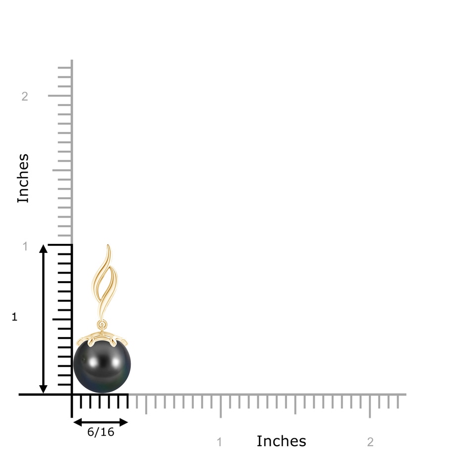 10mm AA Solitaire Tahitian Pearl Flame Drop Pendant in Yellow Gold product image