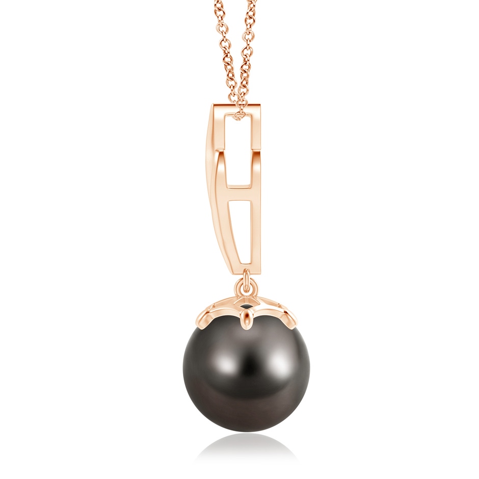 10mm AAA Solitaire Tahitian Pearl Flame Drop Pendant in Rose Gold product image