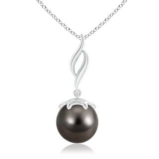 10mm AAA Solitaire Tahitian Pearl Flame Drop Pendant in White Gold