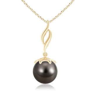 10mm AAA Solitaire Tahitian Pearl Flame Drop Pendant in Yellow Gold