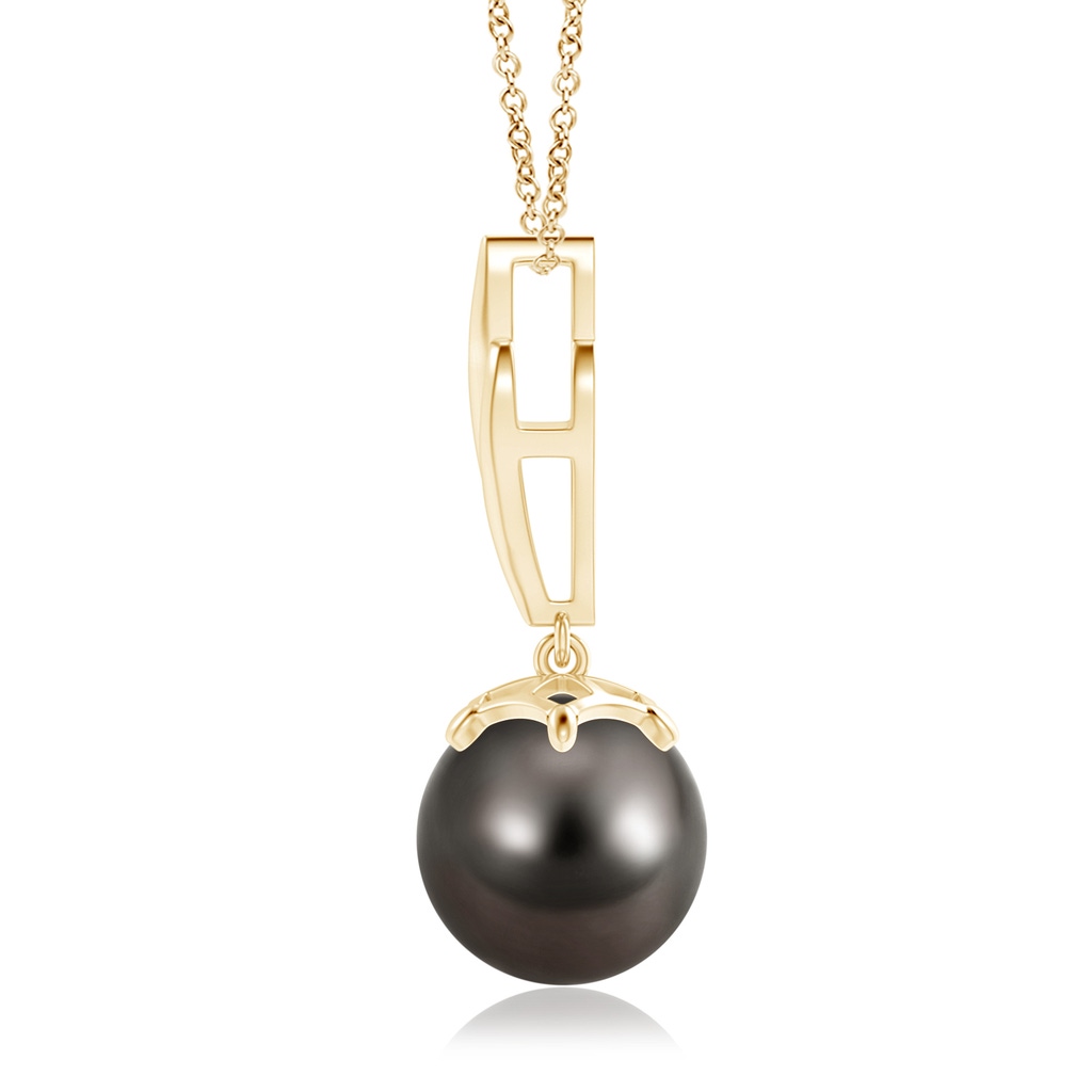 10mm AAA Solitaire Tahitian Pearl Flame Drop Pendant in Yellow Gold Product Image