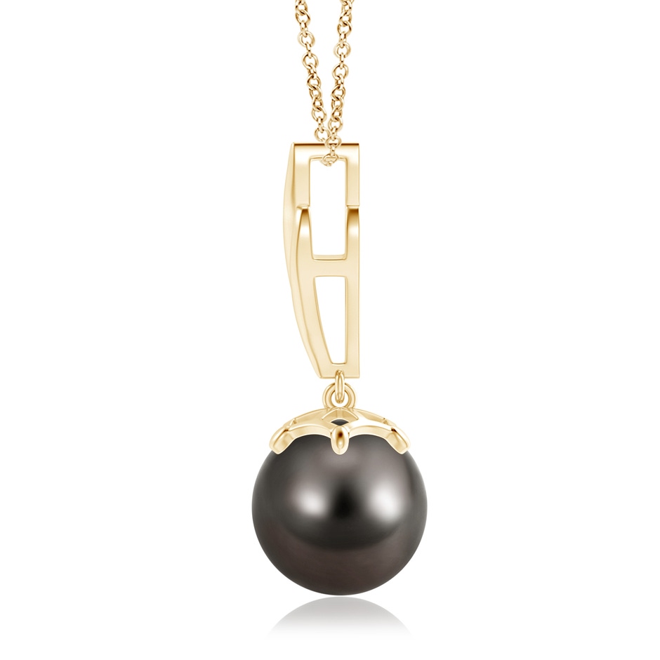 10mm AAA Solitaire Tahitian Pearl Flame Drop Pendant in Yellow Gold product image