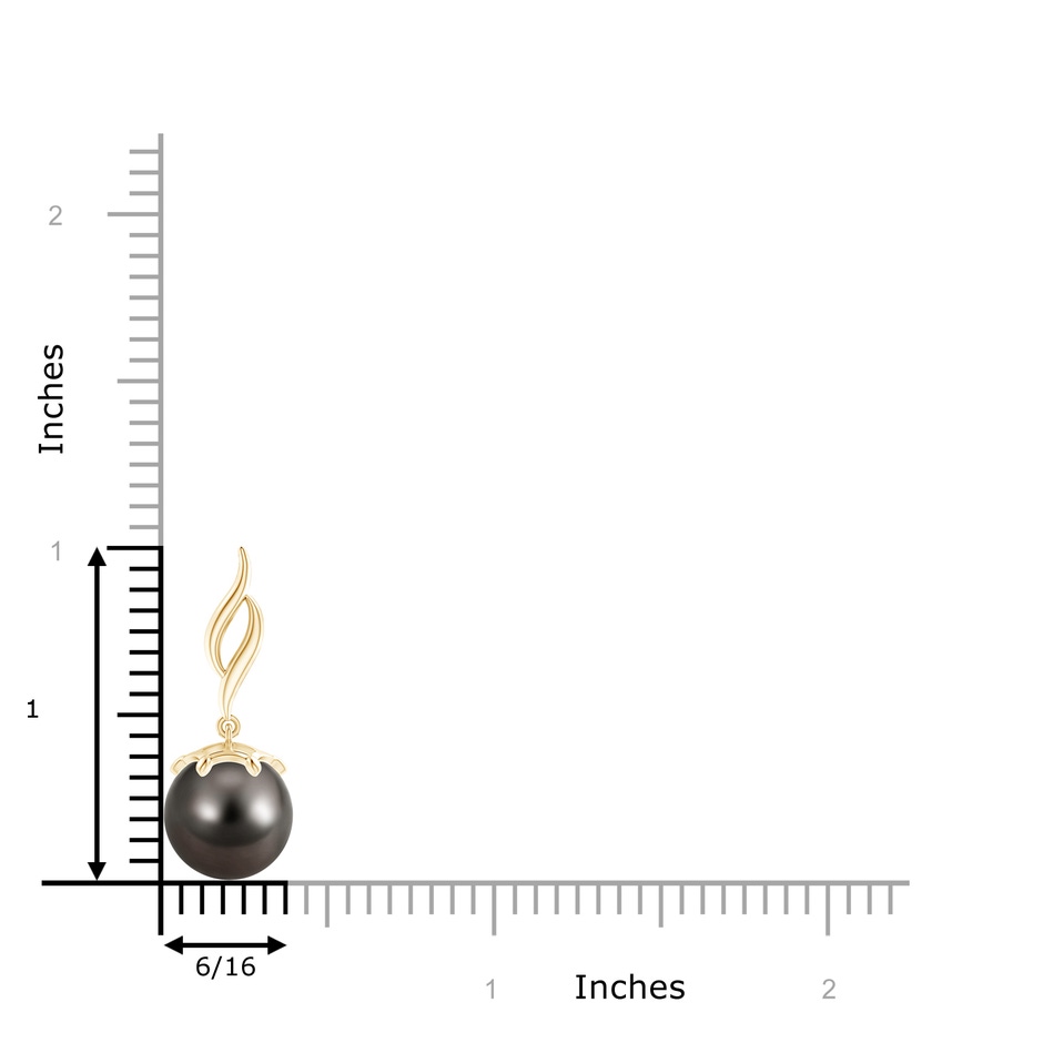 10mm AAA Solitaire Tahitian Pearl Flame Drop Pendant in Yellow Gold product image