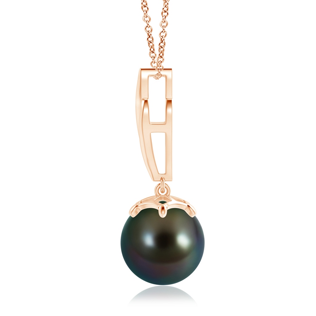 10mm AAAA Solitaire Tahitian Pearl Flame Drop Pendant in Rose Gold Product Image