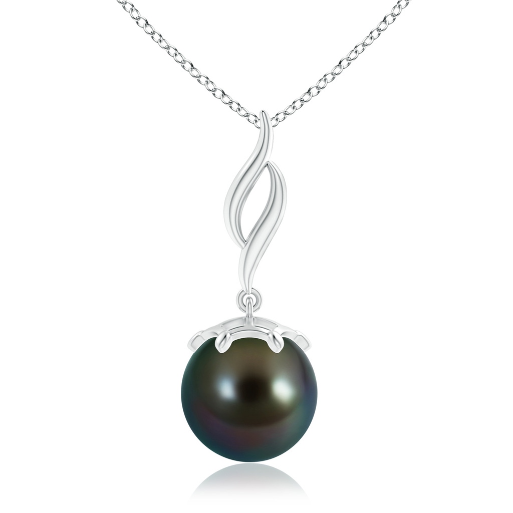 10mm AAAA Solitaire Tahitian Pearl Flame Drop Pendant in S999 Silver