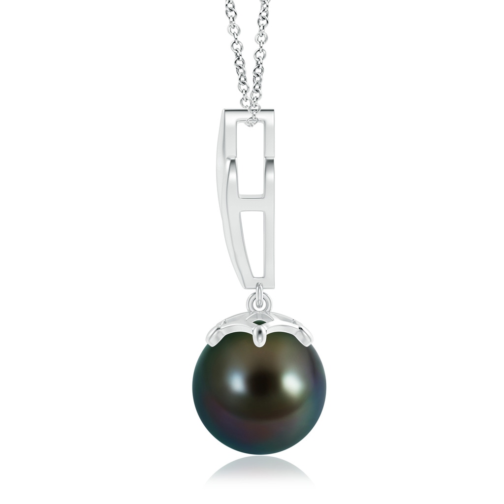 10mm AAAA Solitaire Tahitian Pearl Flame Drop Pendant in White Gold Product Image