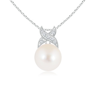 8mm AAA Freshwater Cultured Pearl Pendant with Criss Cross Bale in White Gold