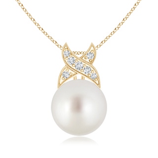 10mm AAA South Sea Cultured Pearl Pendant with Criss Cross Bale in Yellow Gold