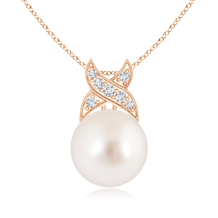 10mm AAAA South Sea Cultured Pearl Pendant with Criss Cross Bale in Rose Gold