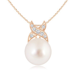 10mm AAAA South Sea Cultured Pearl Pendant with Criss Cross Bale in Rose Gold