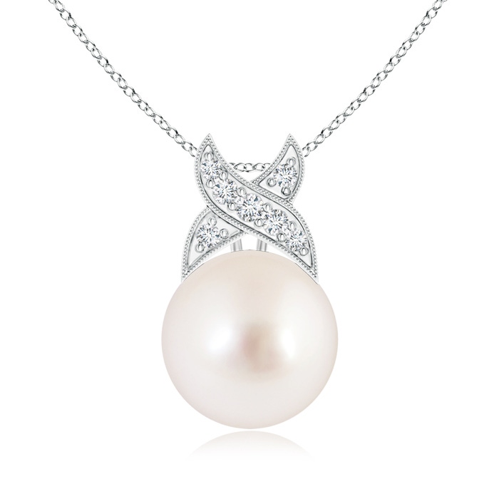 10mm AAAA South Sea Cultured Pearl Pendant with Criss Cross Bale in S999 Silver
