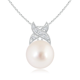 10mm AAAA South Sea Cultured Pearl Pendant with Criss Cross Bale in White Gold