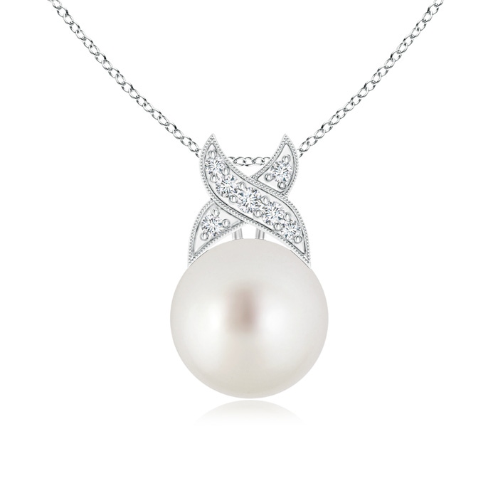 9mm AAA South Sea Cultured Pearl Pendant with Criss Cross Bale in White Gold 