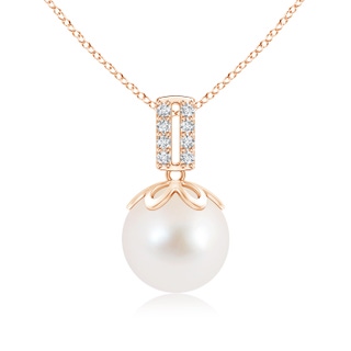 10mm AAA Freshwater Cultured Pearl Pendant with Diamond Bar Bale in Rose Gold