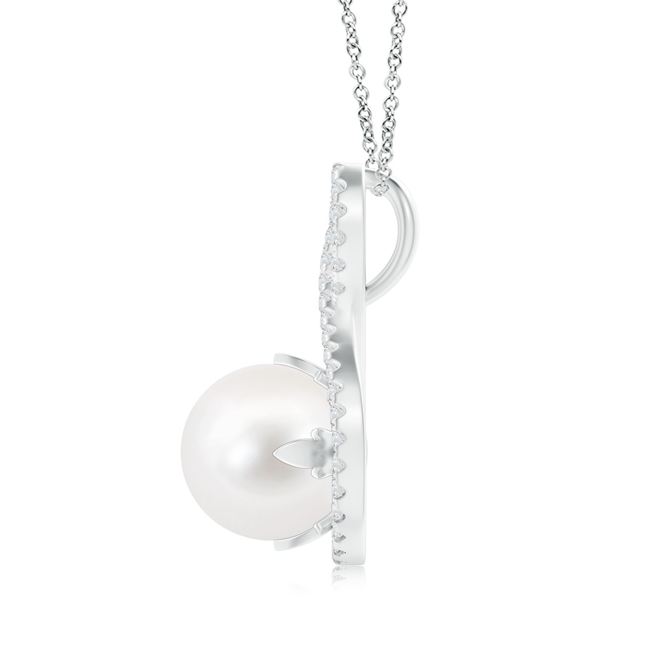 10mm AA Freshwater Pearl and Diamond Infinity Twist Pendant in S999 Silver product image