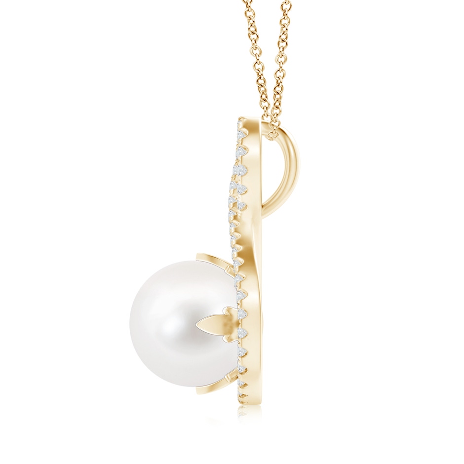 10mm AA Freshwater Pearl and Diamond Infinity Twist Pendant in Yellow Gold product image