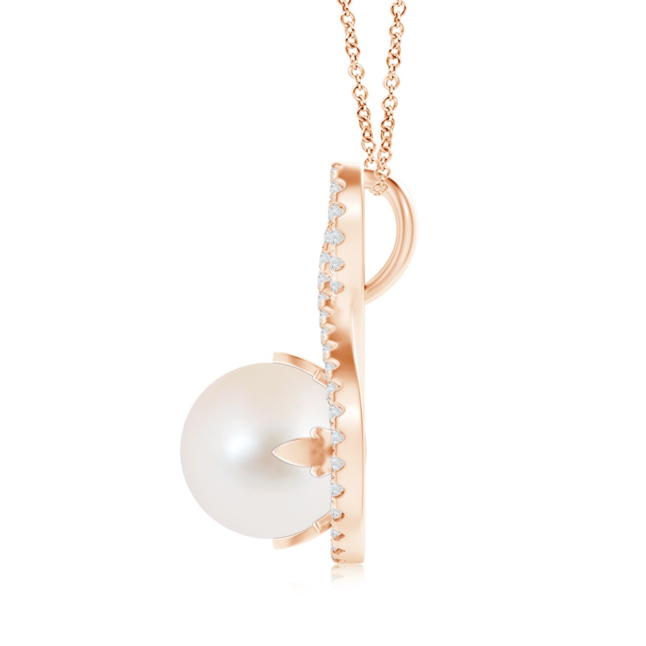 10mm AAA Freshwater Pearl and Diamond Infinity Twist Pendant in Rose Gold product image