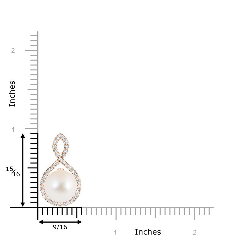 10mm AAA Freshwater Pearl and Diamond Infinity Twist Pendant in Rose Gold product image
