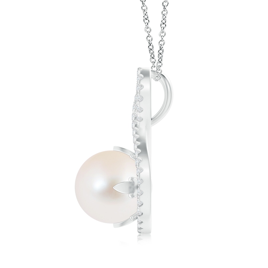 10mm AAA Freshwater Pearl and Diamond Infinity Twist Pendant in White Gold product image