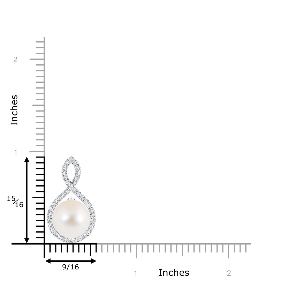 10mm AAA Freshwater Pearl and Diamond Infinity Twist Pendant in White Gold product image