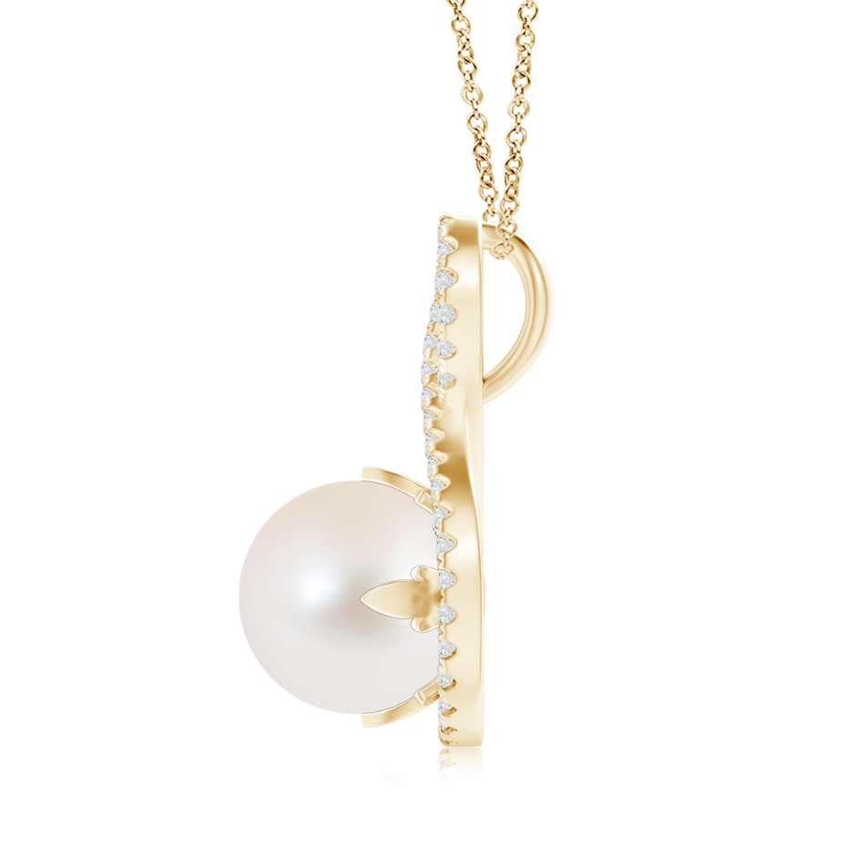 10mm AAA Freshwater Pearl and Diamond Infinity Twist Pendant in Yellow Gold product image