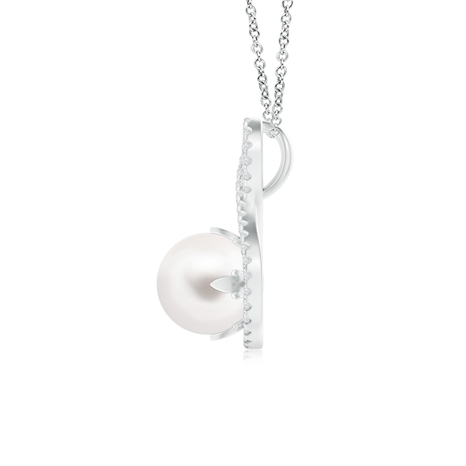 8mm AA Freshwater Pearl and Diamond Infinity Twist Pendant in S999 Silver product image