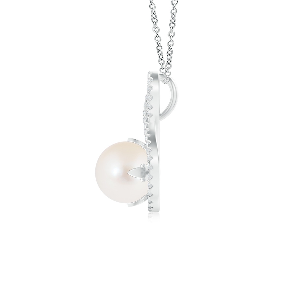 8mm AAA Freshwater Pearl and Diamond Infinity Twist Pendant in White Gold product image