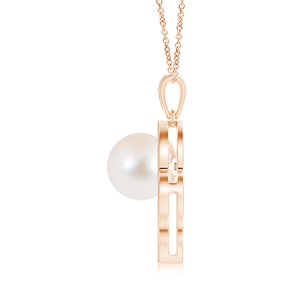 10mm AAA Freshwater Pearl Asymmetrical Heart Pendant in Rose Gold product image