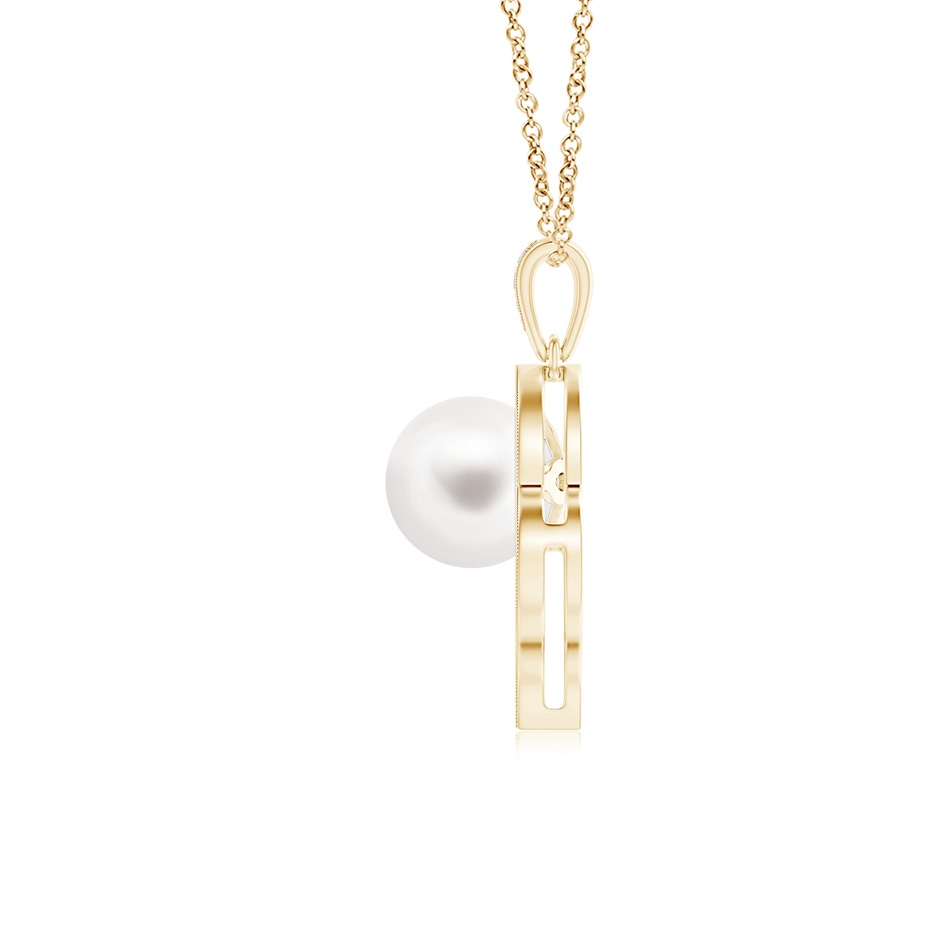 8mm AA Freshwater Pearl Asymmetrical Heart Pendant in Yellow Gold product image