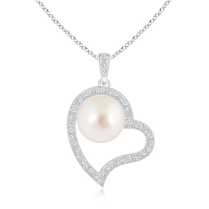 10mm AAAA South Sea Cultured Pearl Asymmetrical Heart Pendant in S999 Silver