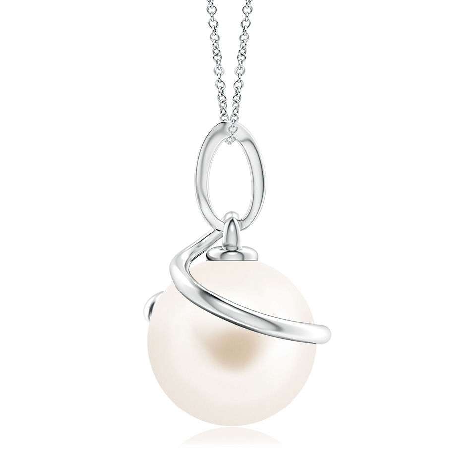 10mm AAA Freshwater Pearl Spiral Pendant with Diamonds in S999 Silver side-1