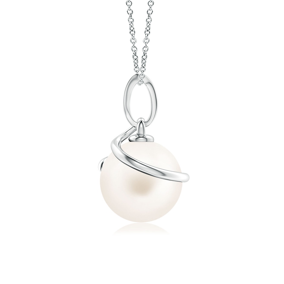 8mm AA Freshwater Pearl Spiral Pendant with Diamonds in 9K White Gold product image