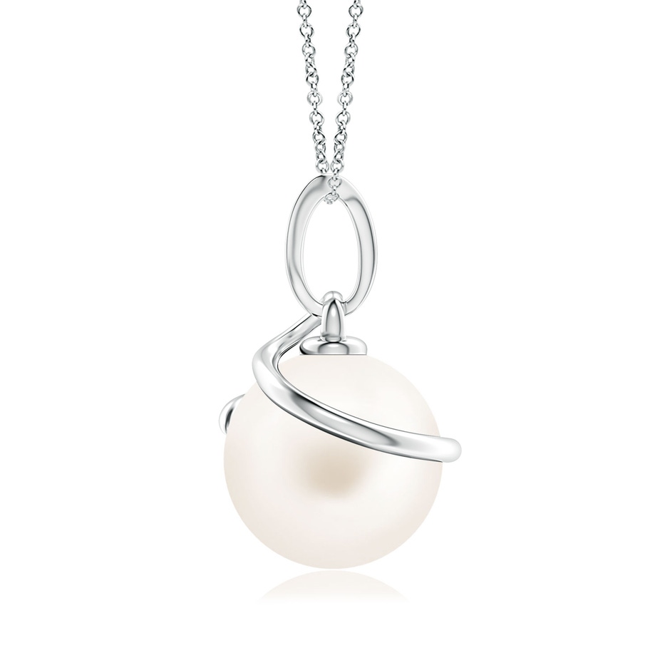 9mm AA Freshwater Pearl Spiral Pendant with Diamonds in S999 Silver side-1