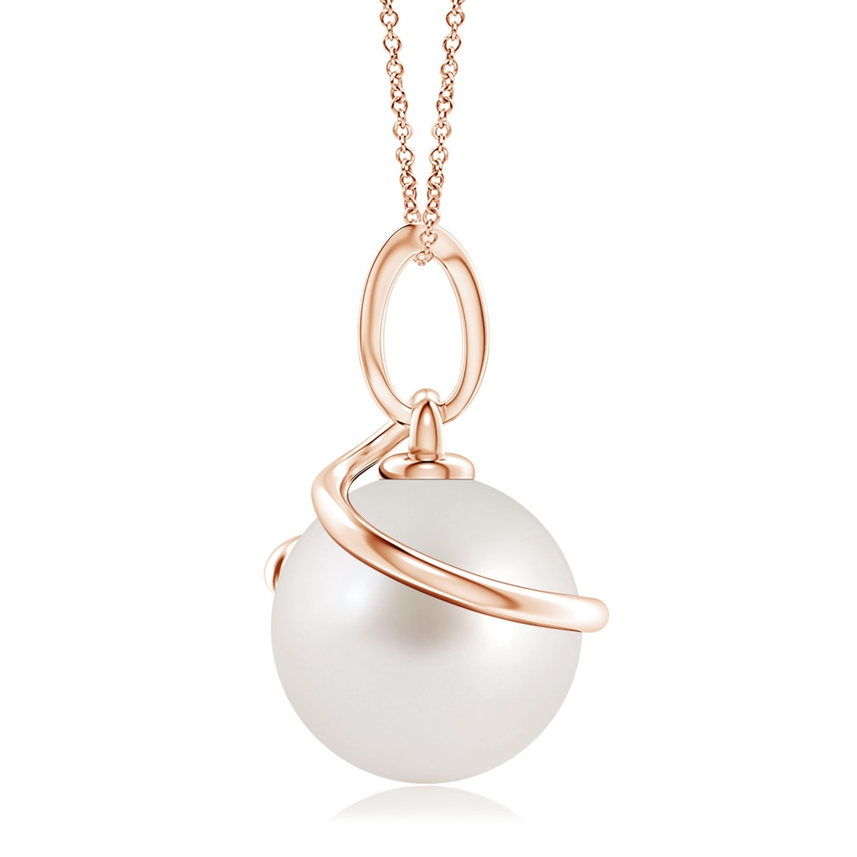 10mm AAA South Sea Pearl Spiral Pendant with Diamonds in Rose Gold side 199