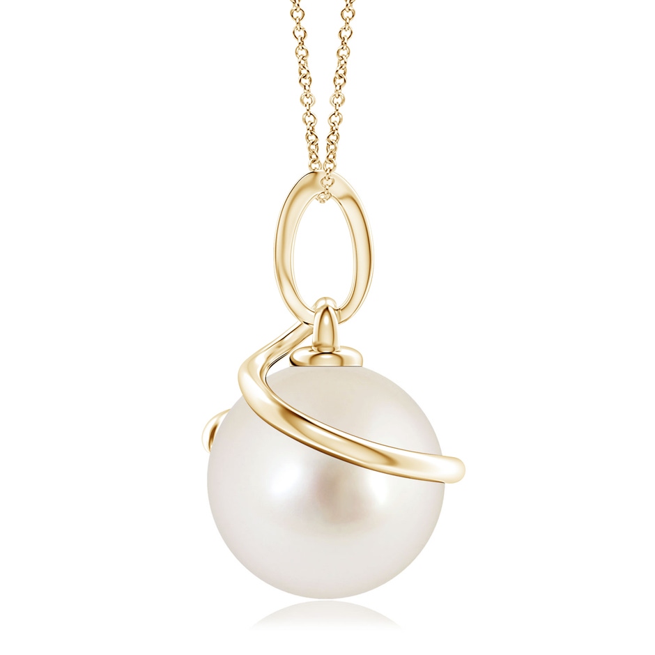 10mm AAAA South Sea Pearl Spiral Pendant with Diamonds in Yellow Gold side 199