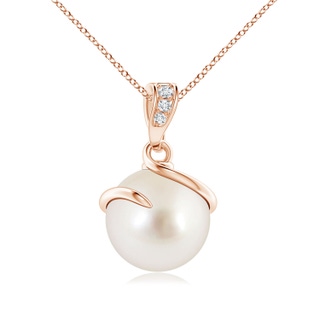 9mm AAAA South Sea Pearl Spiral Pendant with Diamonds in Rose Gold
