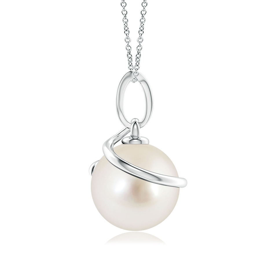 9mm AAAA South Sea Pearl Spiral Pendant with Diamonds in S999 Silver side 199