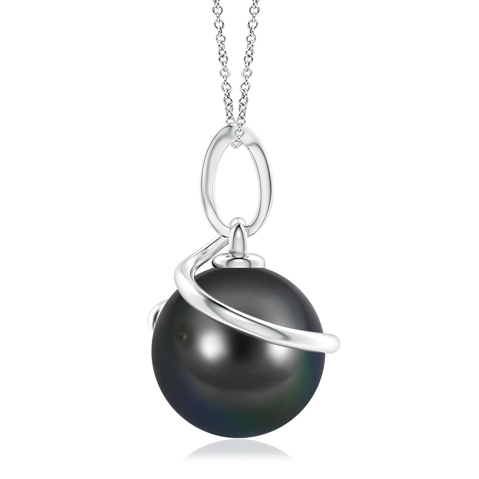 10mm AA Tahitian Pearl Spiral Pendant with Diamonds in S999 Silver side-1