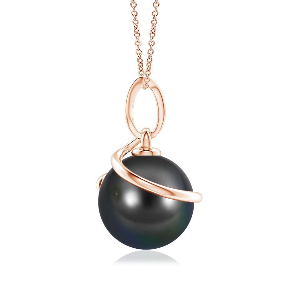 9mm AA Tahitian Pearl Spiral Pendant with Diamonds in 9K Rose Gold product image