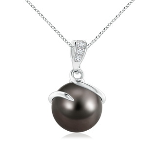 9mm AAA Tahitian Pearl Spiral Pendant with Diamonds in S999 Silver