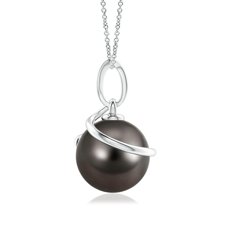 9mm AAA Tahitian Pearl Spiral Pendant with Diamonds in S999 Silver side-1